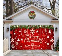 Bannière de Porte de Garage de Noël, Couverture de Porte de Garage de Noël Père Noëls Bonhommes de Neige Nativité Décoration Murale Toile de Fond pour Portes Jardin Arrière-plans Décoration de Fête