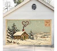 Bannière de Porte de Garage de Noël, Couverture de Porte de Garage de Noël Père Noëls Scène de Neige Hivernale Joyeux Noëls Toile de Fond pour Murale Portes Jardin Arrière-plans Décoration de Fête