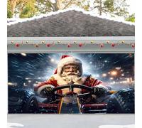 Bannière De Porte De Garage De Noël, Décorations De Noël pour Grande Porte De Garage sur Le Thème du Père Noël, Toile De Fond Extérieure Réutilisable pour Les Fêtes sur Le Mur De La Maison(L,16x7FT)