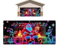 Bannière De Porte De Garage De Noël - Imperméable Éclairage LED Grande Décoration Festive pour Les Fêtes - Toile De Décorative pour Garage en Hiver Et Noël,pour Maison Fête Jardin Mur