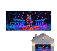 Bannière de porte de garage de Noël | Toile de phosphorescente du Père Noël | Grande toile de de porte de garage de Noël - Pour l'extérieur, fête, porche, mur, portail, cour