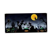 Bannière de porte de garage d'Halloween, Bannière porte garage d'Halloween 13x6Ft, Décor effrayant à thème sorcière avec des grommets, Décoration vacances en plein air festive vibrante, Style 2