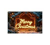 Bannière de porte de garage extérieure à motif de cabane sauvage Grande décoration de Noël Couverture de porte Porte de garage extérieure saisonnière Mur de maison (C, 480x210cm)