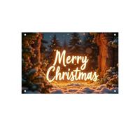 Bannière de porte de garage extérieure à motif de cabane sauvage Grande décoration de Noël Couverture de porte Porte de garage extérieure saisonnière Mur de maison (A, 480x210cm)