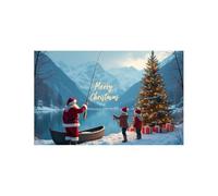 Bannière de porte de garage extérieure de pêche du Père Noël Grande décoration de Noël Couverture de porte Porte de garage extérieure saisonnière Mur de maison (A, 480x210cm)