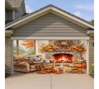 Bannière de porte de garage Koala d'automne 1,8 x 4 m - Moisson d'automne, cheminée, feu de camp, porche, décoration murale d'intérieur et d'extérieur - Décoration murale à suspendre pour photographie