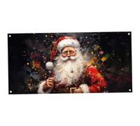 Bannière de porte de garage Noël 16 x 7 pieds Couverture porte garage Père Noël avec longue corde Housse lavable et réutilisable pour fond mur extérieur intérieur maison