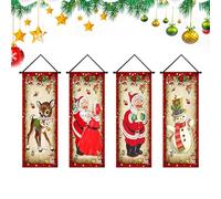 Bannière de porte de Noël - Décor de porche festif | Tenture murale saisonnière-ensemble d'affichage multi-pièces vibrant, thème du père noël bonhomme de neige pour les fêtes à domicile, les cé