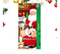 Bannière de porte de Noël - Grande décoration 72,8 x 35,4 pouces, bannière imperméable pour porche, panneau suspendu extérieur du Père Noël | Idéal pour la fête à la maison, l'entrée, la co