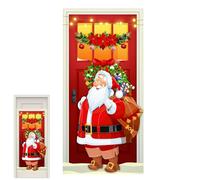 Bannière de porte de Noël - Grande décoration 72,8 x 35,4 pouces, bannière imperméable pour porche, panneau suspendu extérieur du Père Noël | Idéal pour la fête à la maison, l'entrée, la co