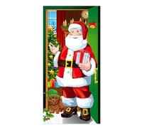 Bannière de porte de noël-grande décoration de 72.8x35.4 pouces, bannière de porche étanche, panneau suspendu extérieur du père noël | Idéal pour une fête à la maison, une entrée, cour