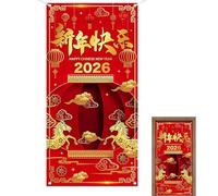 Bannière De Porte De Nouvel An 2026 - Couverture De Cheval Chinois De 70,8x35,4 Pouces, Décoration De Noël Animée | Festival De Printemps, Fête À La Maison, Porche, Garage, Mur, Ornement De Zo