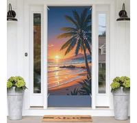 Bannière de porte de palmier de plage tropicale, bannière de porte de bienvenue, fond personnalisé à suspendre, décoration saisonnière pour décoration de maison, décoration de vacances