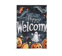 Bannière de porte de Pâques pour décoration de patio Motif citrouille de cauchemar Happy Halloween Chauve-souris 28 x 40 cm Double face