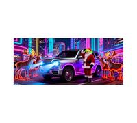 Bannière de porte de vacances, panneau de Père Noël géant lumineux UV, peinture murale extérieure d'hiver, scène saisonnière décorative, rôle mural festif, feuille de célébration en plein air