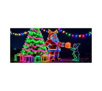 Bannière de porte de vacances, panneau de Père Noël géant lumineux UV, peinture murale extérieure d'hiver, scène saisonnière décorative, rôle mural festif, feuille de célébration en plein air