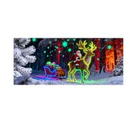 Bannière de porte de vacances, panneau géant de Père Noël lumineux UV, peinture murale extérieure d'hiver, scène saisonnière décorative, rôle mural festif, feuille de célébration en plein air