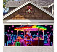 Bannière de porte de vacances, panneau géant de Père Noël lumineux UV, peinture murale extérieure d'hiver, scène saisonnière décorative, rôle mural festif, feuille de célébration en plein air