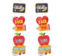 Bannière de Porte Décor Présent Premier Jour D'école Rentrée | Matériaux Papier Tissu et Corde, Accroches Incluses, pour Couloirs et Porches Scolaires