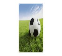 Bannière de porte d'entrée avec ballon de football sur herbe - Grande toile de fond amusante à suspendre à l'intérieur et à l'extérieur - Cadeau de printemps pour amis