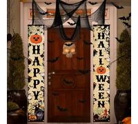 Bannière de porte d'Halloween, couplet de décoration d'Halloween, panneau | Tringle à suspendre pré-assemblée, design vertical citrouille de dessin animé, bannière décorative réutilisable pour