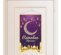 Bannière de Porte Eid Mubarak, Eid Mubarak Décorations de Porte Ramadan Décoration de Porte Ramadan Bienvenue Suspension de Porte Ramadan Kareem pour Fournitures de Fête Eid Mubarak Hajj
