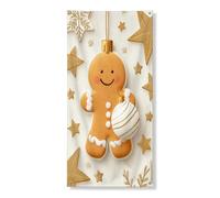 Bannière de porte en forme de bonhomme en pain d'épices, décoration de vacances, motif de Noël mignon avec étoiles, décoration saisonnière pour intérieur et extérieur, 91,4 x 183 cm