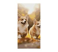 Bannière de porte en forme de chien Corgi mignon pour porte d'entrée Décorations de fête saisonnières pour intérieur et extérieur