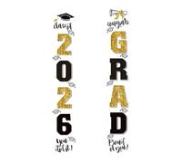 Bannière de porte « Graduation Class of 2026 Congrats Grad » - Bleu pour la maison et les fêtes - Idéal pour la saison des remise de diplôme (D, 30 x 180 cm)