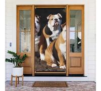 Bannière de porte imprimée bouledogues anglais, décoration élégante à suspendre, design facile à installer pour porte d'entrée, porche, mur, fournitures de fête, jardin 90 x 185 cm