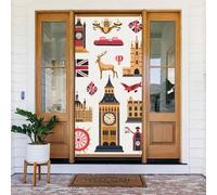 Bannière de porte imprimée des symboles de l'Angleterre à suspendre - Rideau de porte en tissu pour décoration d'intérieur et d'extérieur