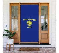Bannière de porte imprimée drapeau de l'État de l'Oregon, décoration de vacances réutilisable pour Halloween, Noël, fêtes