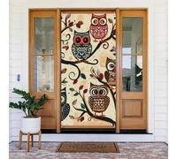 Bannière de porte imprimée hiboux sur branches d'arbre à suspendre - Rideau de porte en tissu pour décoration d'intérieur et d'extérieur