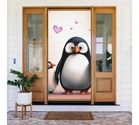 Bannière de porte imprimée « I Love Penguins », décoration élégante à suspendre, design facile à installer pour porte d'entrée, porche, mur, fournitures de fête, jardin 90 x 185 cm