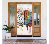 Bannière de porte imprimée « Left and Right Brain Advantage » - Décoration élégante à suspendre - Facile à installer pour porte d'entrée, porche, mur, fournitures de fête, jardin - 90 x 185 cm