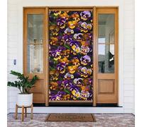 Bannière de porte imprimée Pansy Perfection, décoration de vacances réutilisable pour Halloween, Noël, fêtes