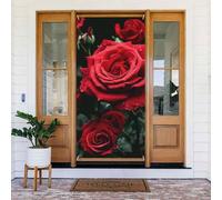 Bannière de porte imprimée rose rouge, décoration élégante à suspendre, design facile à installer pour porte d'entrée, porche, mur, fournitures de fête, jardin 90 x 185 cm