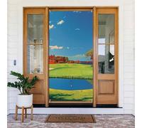 Bannière de porte imprimée terrain de golf, décoration élégante à suspendre, design facile à installer pour porte d'entrée, porche, mur, fournitures de fête, jardin 90 x 185 cm