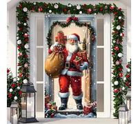 Bannière de porte « Joyeux Noël » avec le Père, grande bannière for porche (90 x 180 cm), décorations de Noël amusantes, for porte d'entrée, mur, intérieur ou extérieur.(#4)