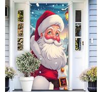 Bannière de porte « Joyeux Noël » avec le Père, grande bannière for porche (90 x 180 cm), décorations de Noël amusantes, for porte d'entrée, mur, intérieur ou extérieur.(#8)