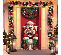 Bannière de porte « Joyeux Noël » avec le Père, grande bannière for porche (90 x 180 cm), décorations de Noël amusantes, for porte d'entrée, mur, intérieur ou extérieur.(#5)