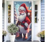 Bannière de porte « Joyeux Noël » avec le Père, grande bannière for porche (90 x 180 cm), décorations de Noël amusantes, for porte d'entrée, mur, intérieur ou extérieur.(#3)