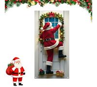 Bannière de porte Joyeux Noël Père Noël, couverture de porte drôle réaliste 2D du Père Noë-l pour la maison, bannières de Noë-l intérieures et extérieures à suspendre pour les décorations (A*1)