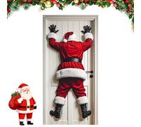 Bannière de porte Joyeux Noël Père Noël, couverture de porte drôle réaliste 2D du Père Noë-l pour la maison, bannières de Noë-l intérieures et extérieures à suspendre pour les décorations (D*1)