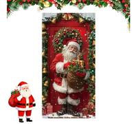 Bannière de porte Joyeux Noël Père Noël, couverture de porte drôle réaliste 2D du Père Noë-l pour la maison, bannières de Noë-l intérieures et extérieures à suspendre pour les décorations (C*1)