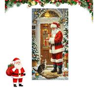 Bannière de porte Joyeux Noël Père Noël, couverture de porte drôle réaliste 2D du Père Noë-l pour la maison, bannières de Noë-l intérieures et extérieures à suspendre pour les décorations (B*1)