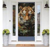 Bannière de porte motif tigre de la jungle, bannière de porte de bienvenue, fond personnalisé à suspendre pour porche personnalisé, décoration saisonnière pour décoration de maison, décoration de