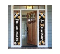Bannière de porte noire et or « Joyeux 50e anniversaire » - Décoration de porte pour fête du 50e anniversaire (célébration des cinquante