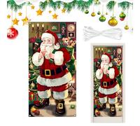 Bannière de porte Père Noël - Décoration de Noël - Décoration de fond festive pour la maison, l'école, le magasin, la chambre d'enfant, la fête d'entrée, le Nouvel An