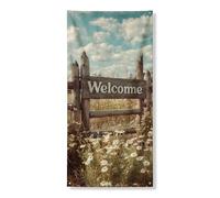Bannière de porte rustique de bienvenue, panneau de ferme vintage, décoration de printemps extérieur, porche, affichage de vœux 91,4 x 183 cm